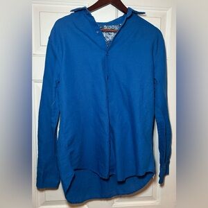 Mens New Robert Graham Blue Classic Fit Linen Blend M‎ Button Down Shirt.